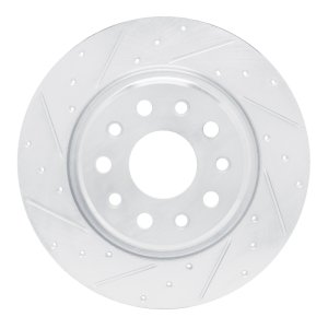 Jeep Grand Cherokee Brake Rotor (1) - Rear Left - R1 Concepts - Drilled & Slotted - Silver - `22-`25